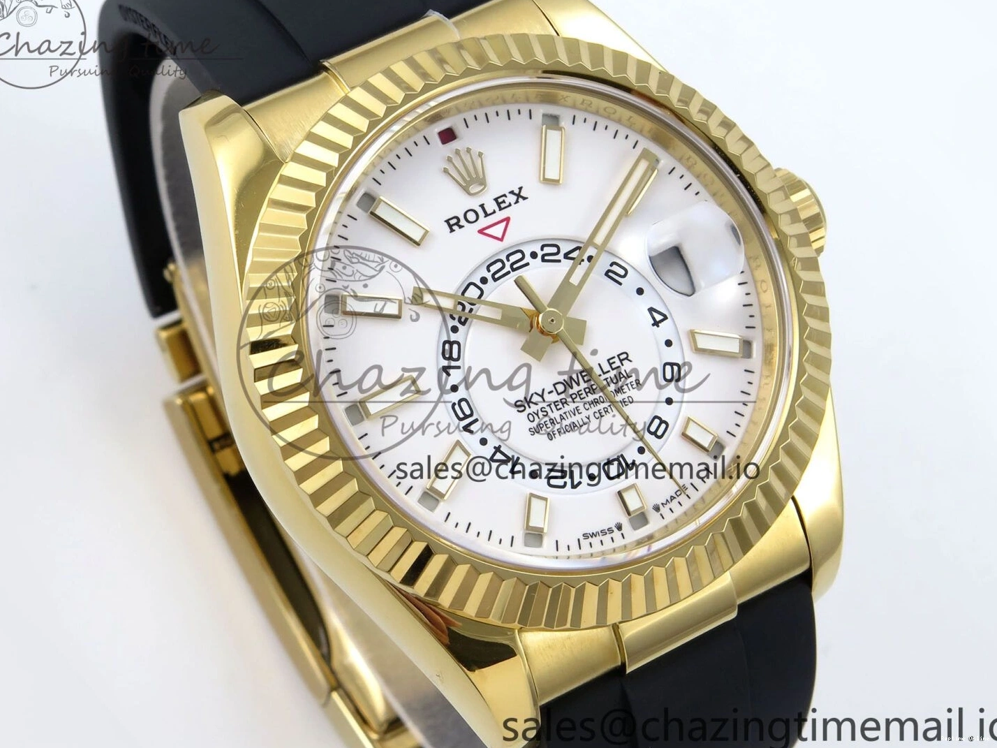 0701 Trendy Sky-Dweller 336238 YG ZF 1:1 Best Edition White Dial on Oysterflex Strap A23J (Gain Weight) 904